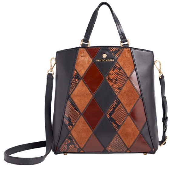 NWT Bruno Magli Snake-Embossed Windowpane Damiana Leather Tote, $525 - Picture 3 of 3